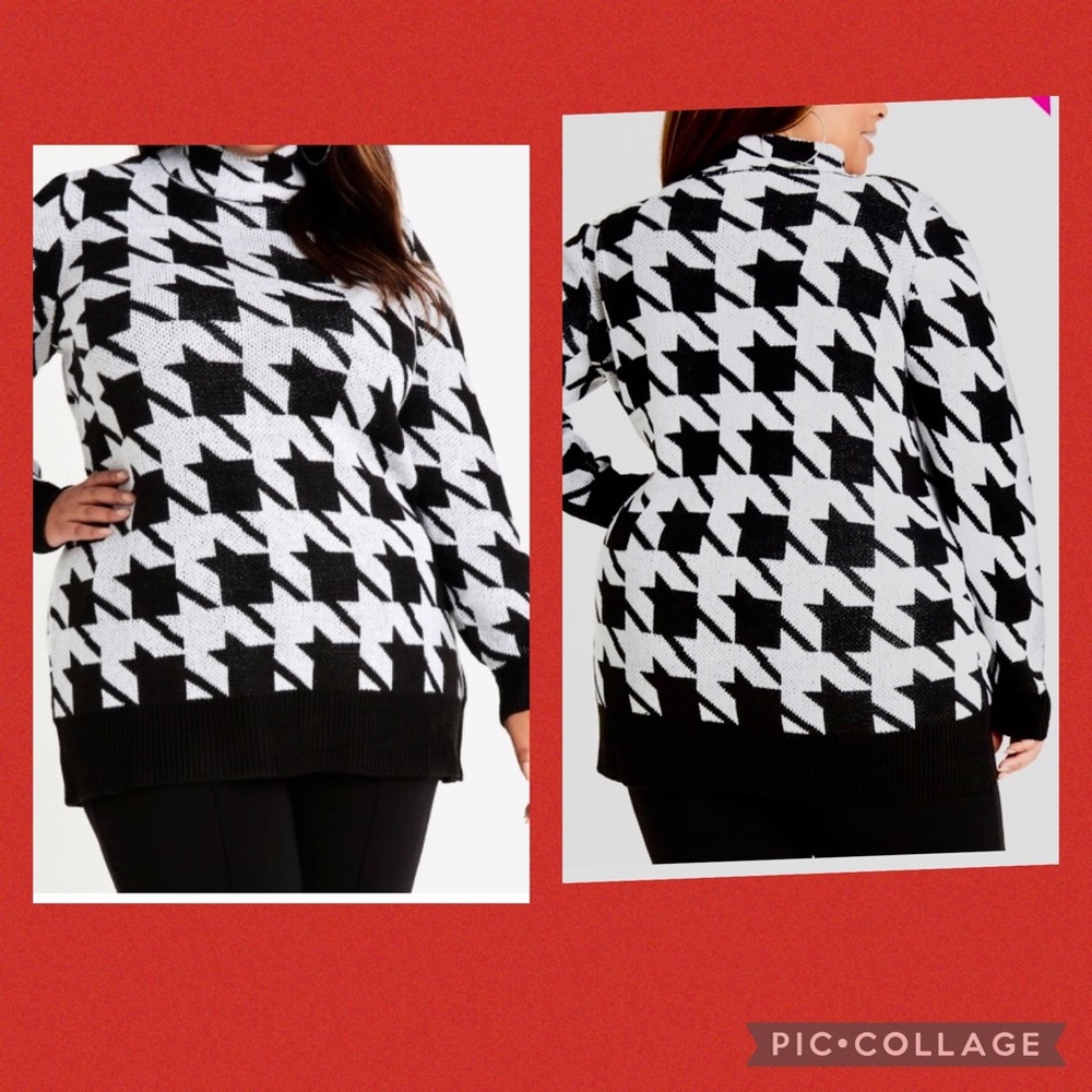 Classic sweater in houndstooth pattern.